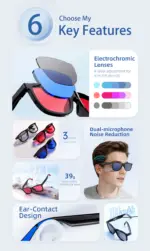 AI Smart Translation Glasses with Real-Time Voice & Text Translation | Bluetooth Smart Eyewear for Travel & Business - Image 9