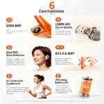 Smart Earphones with 8MP AI Translation Camera for Photo & Video Recording, IP65 Waterproof Rating - Image 6